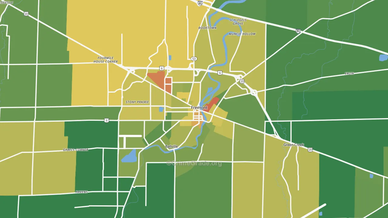 43420, OH Map of Drug-Related Crime Rates