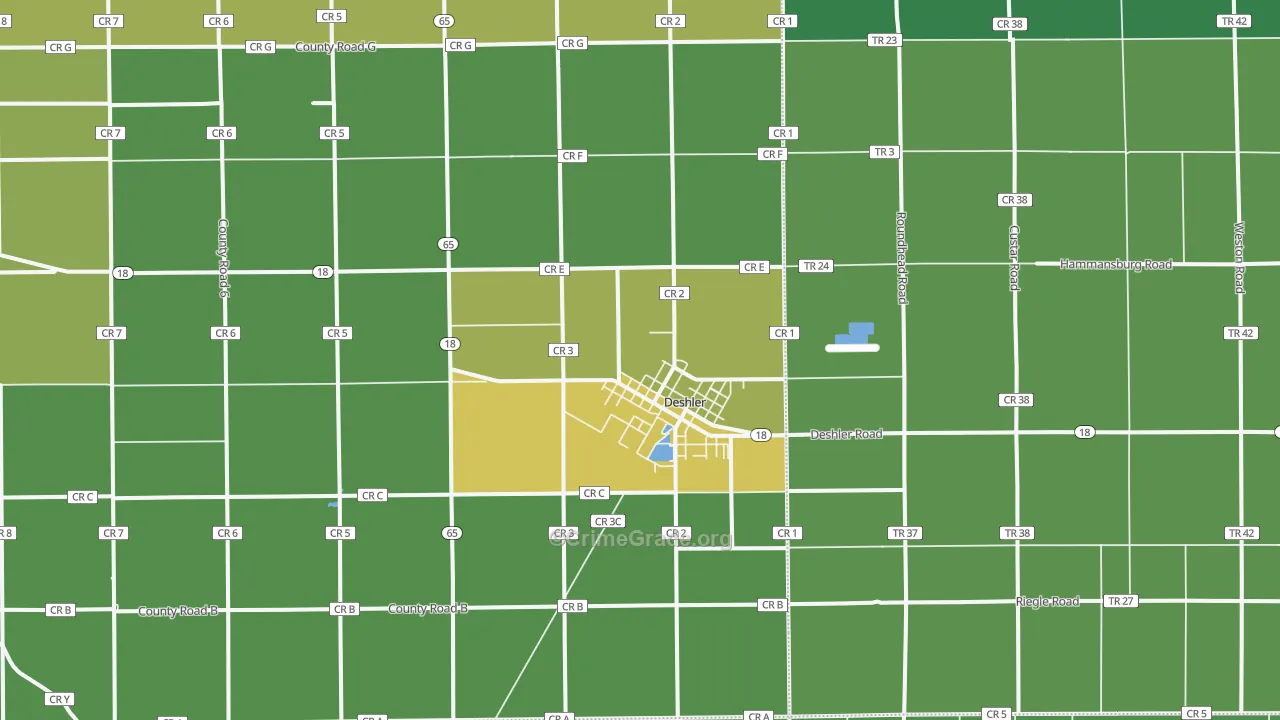 43516, OH Map of Drug-Related Crime Rates