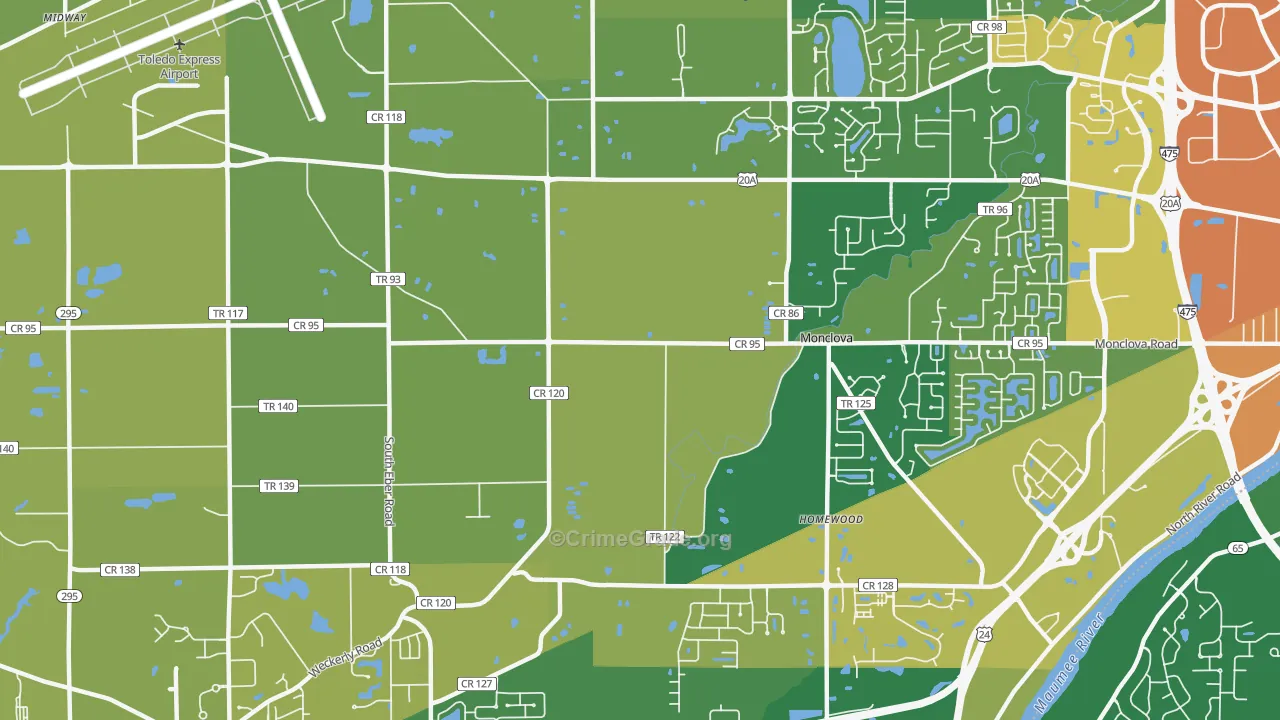 43542, OH Map of Drug-Related Crime Rates