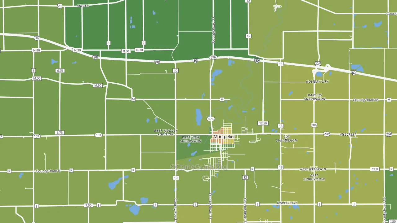 43543, OH Map of Drug-Related Crime Rates
