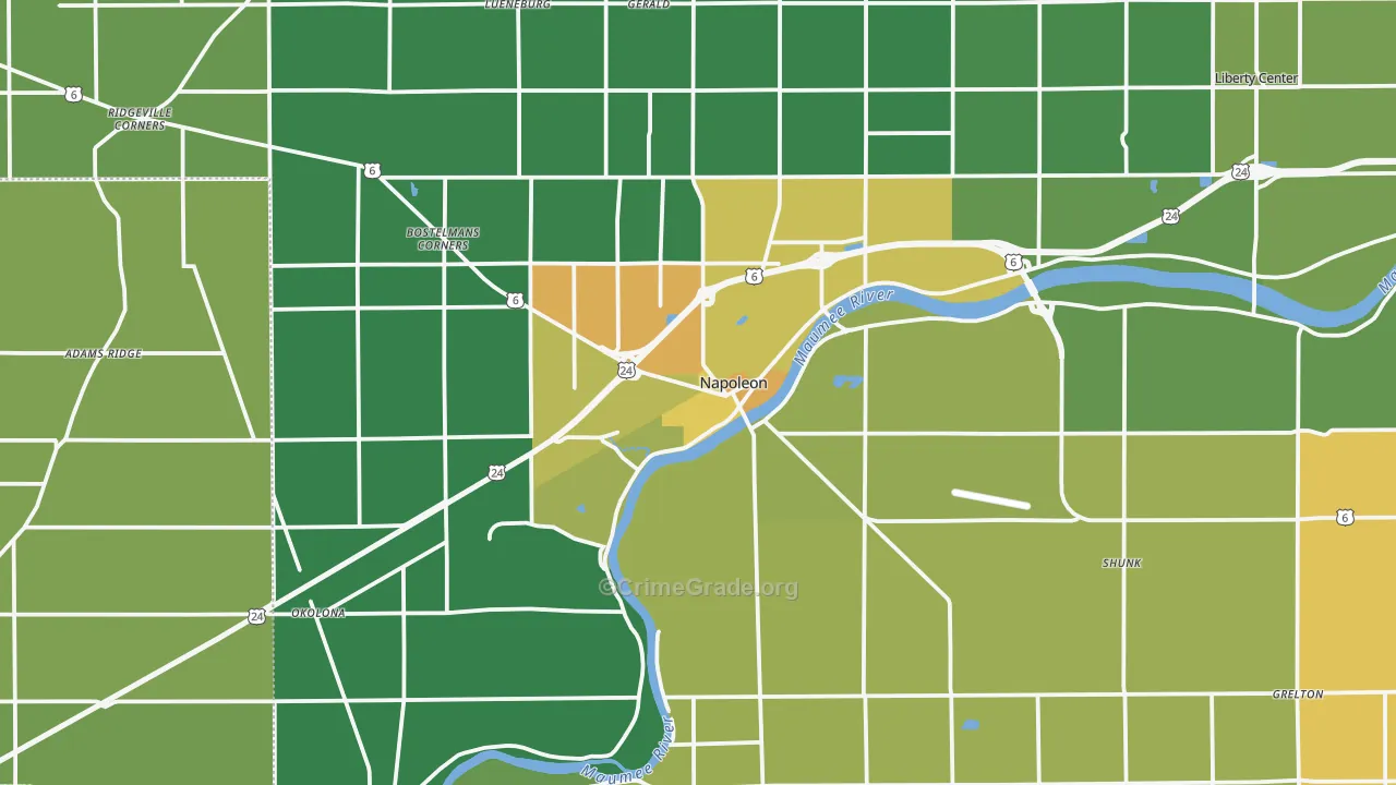 43545, OH Map of Drug-Related Crime Rates