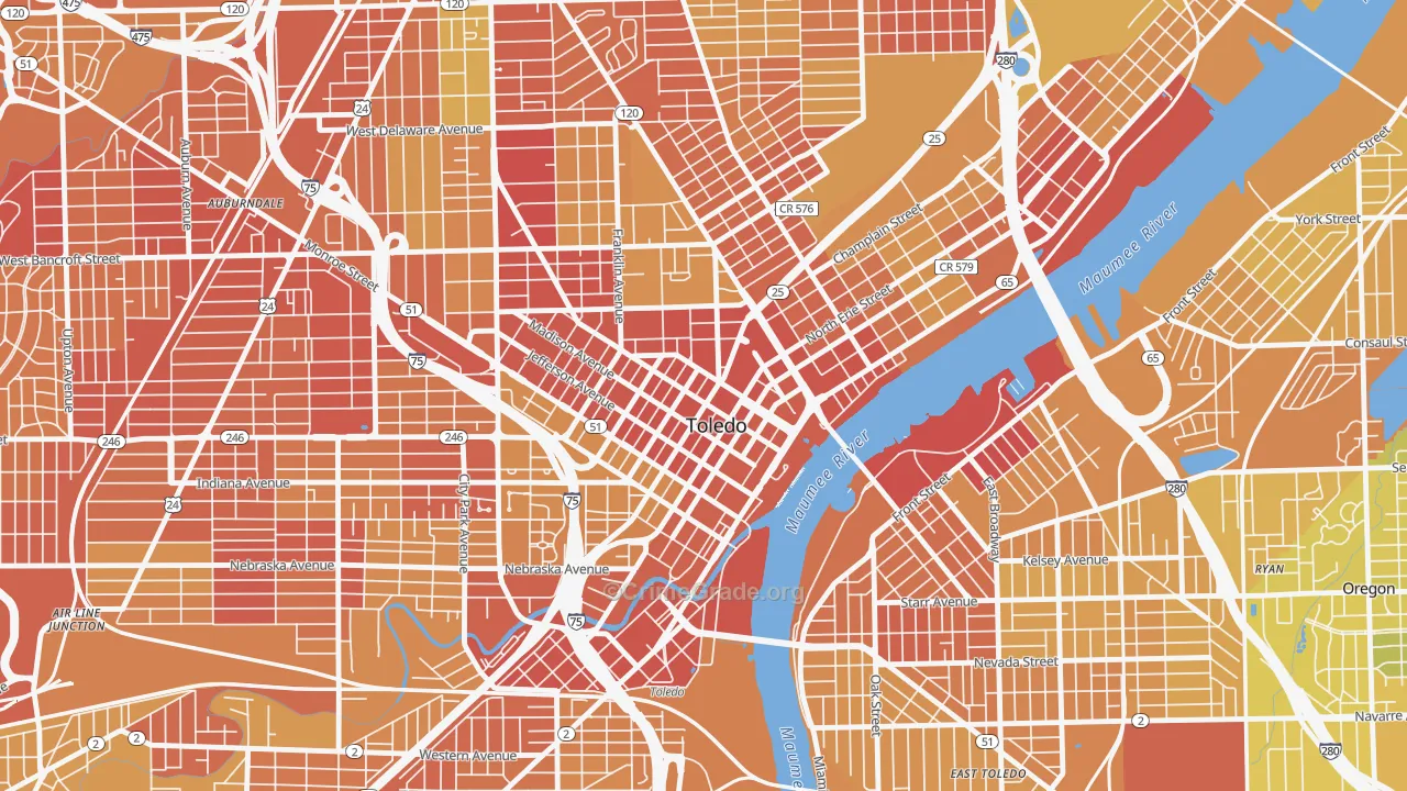 43604, OH Map of Drug-Related Crime Rates
