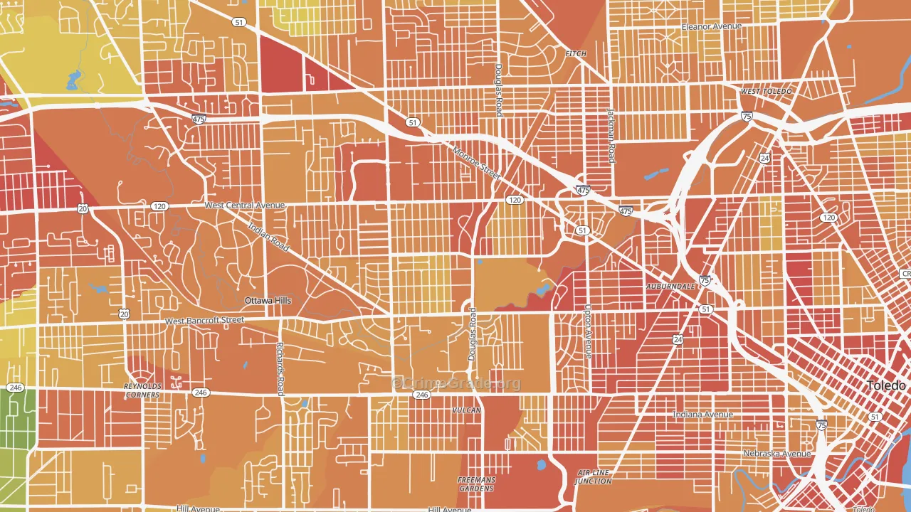 43606, OH Map of Drug-Related Crime Rates