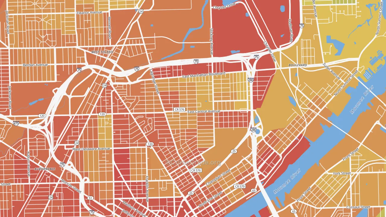 43608, OH Map of Drug-Related Crime Rates
