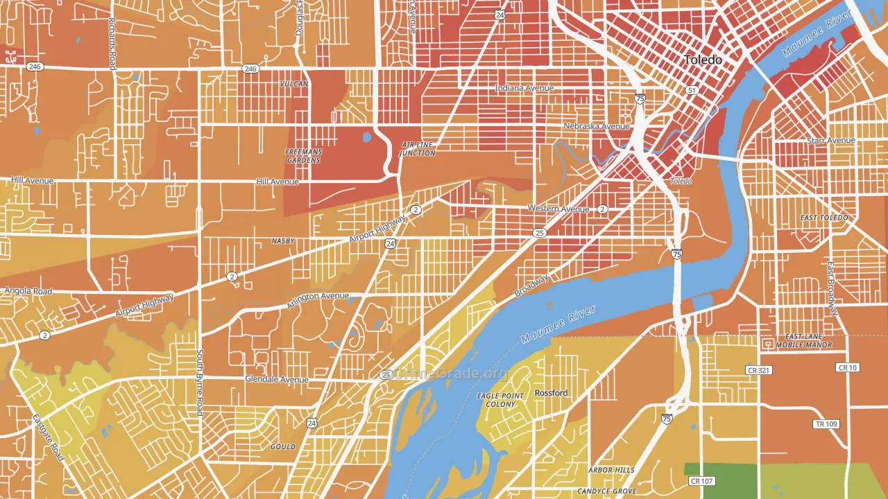43609, OH Map of Drug-Related Crime Rates