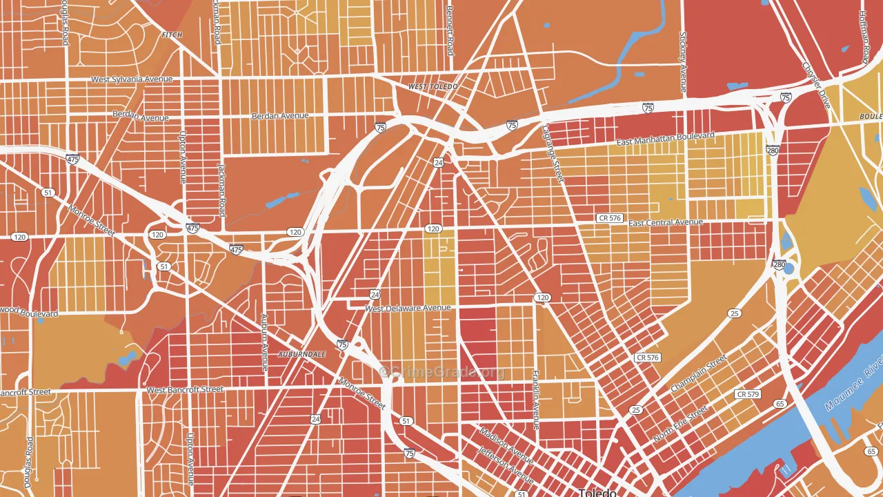 43610, OH Map of Drug-Related Crime Rates
