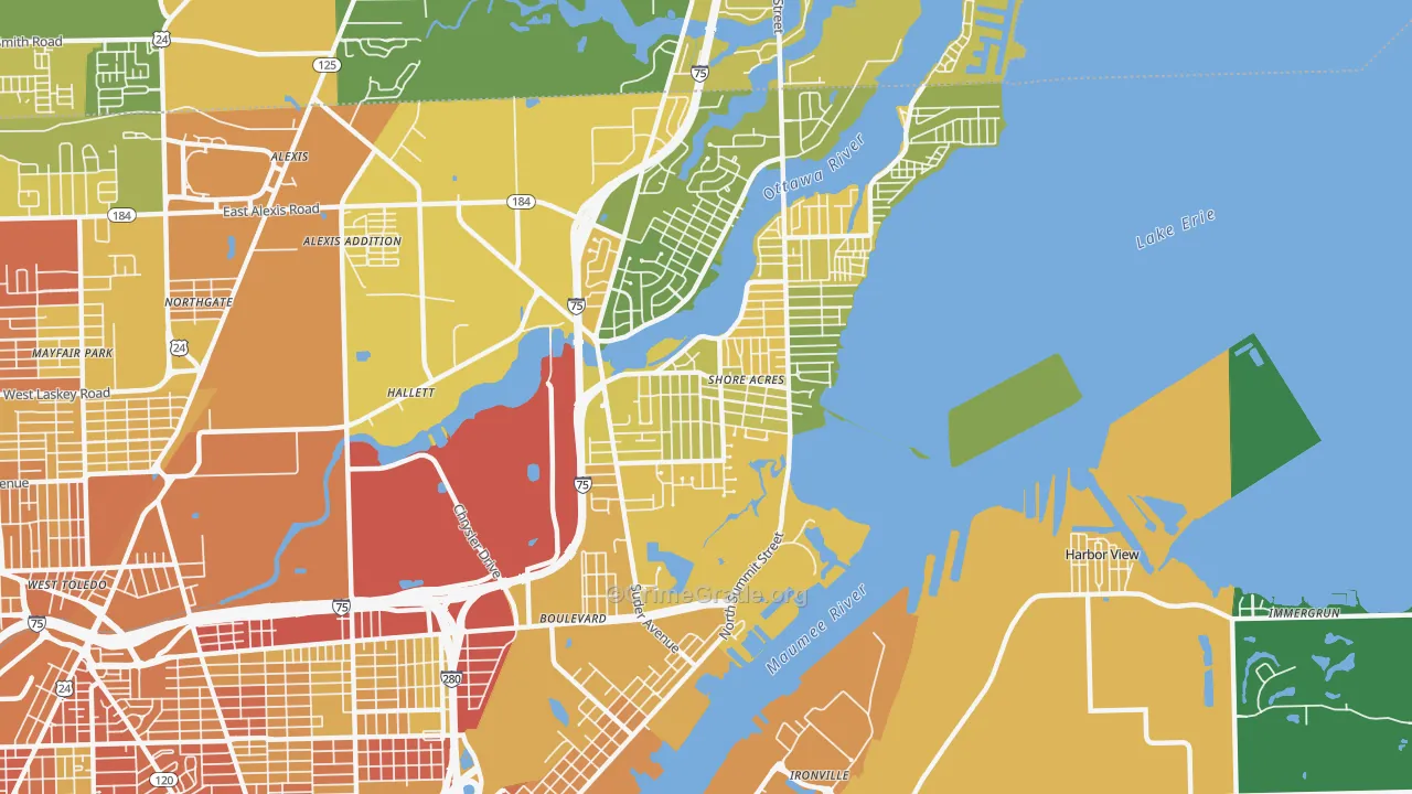 43611, OH Map of Drug-Related Crime Rates