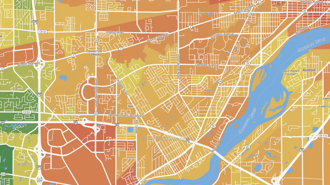 43614, OH Map of Drug-Related Crime Rates