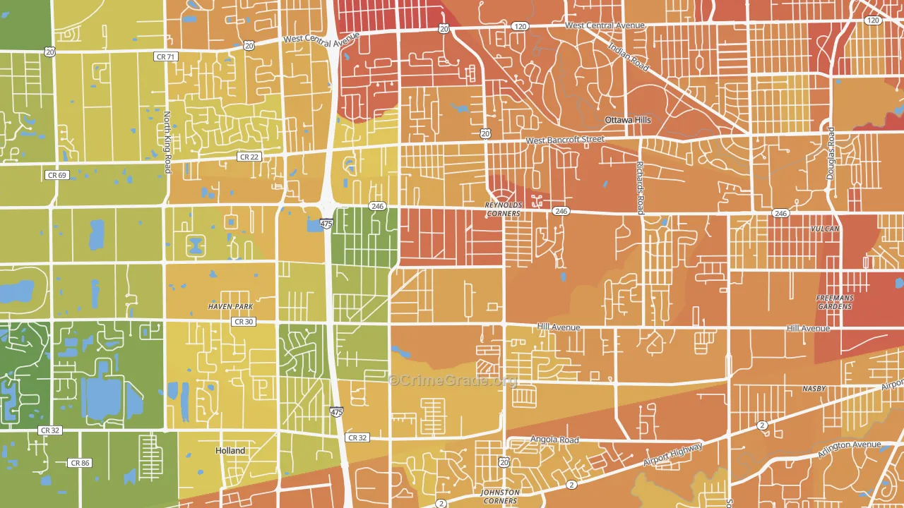 43615, OH Map of Drug-Related Crime Rates