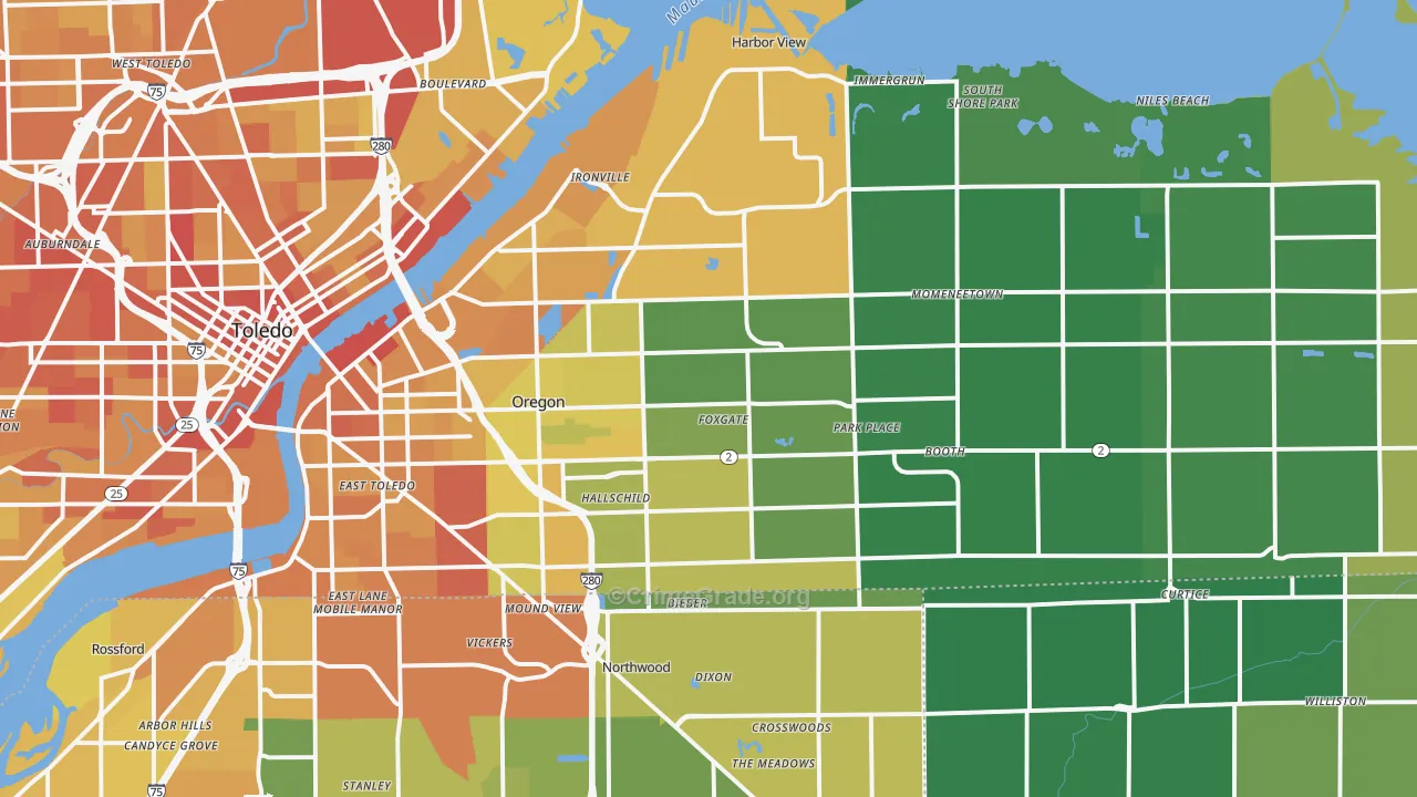43616, OH Map of Drug-Related Crime Rates