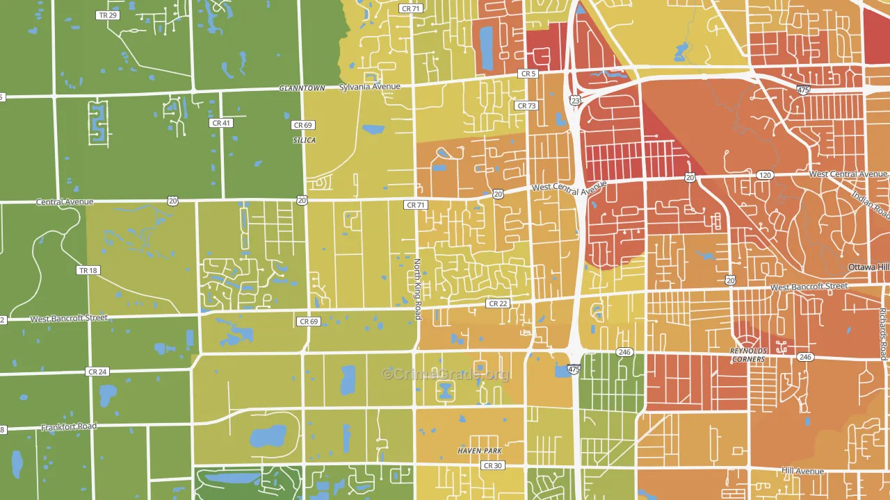 43617, OH Map of Drug-Related Crime Rates