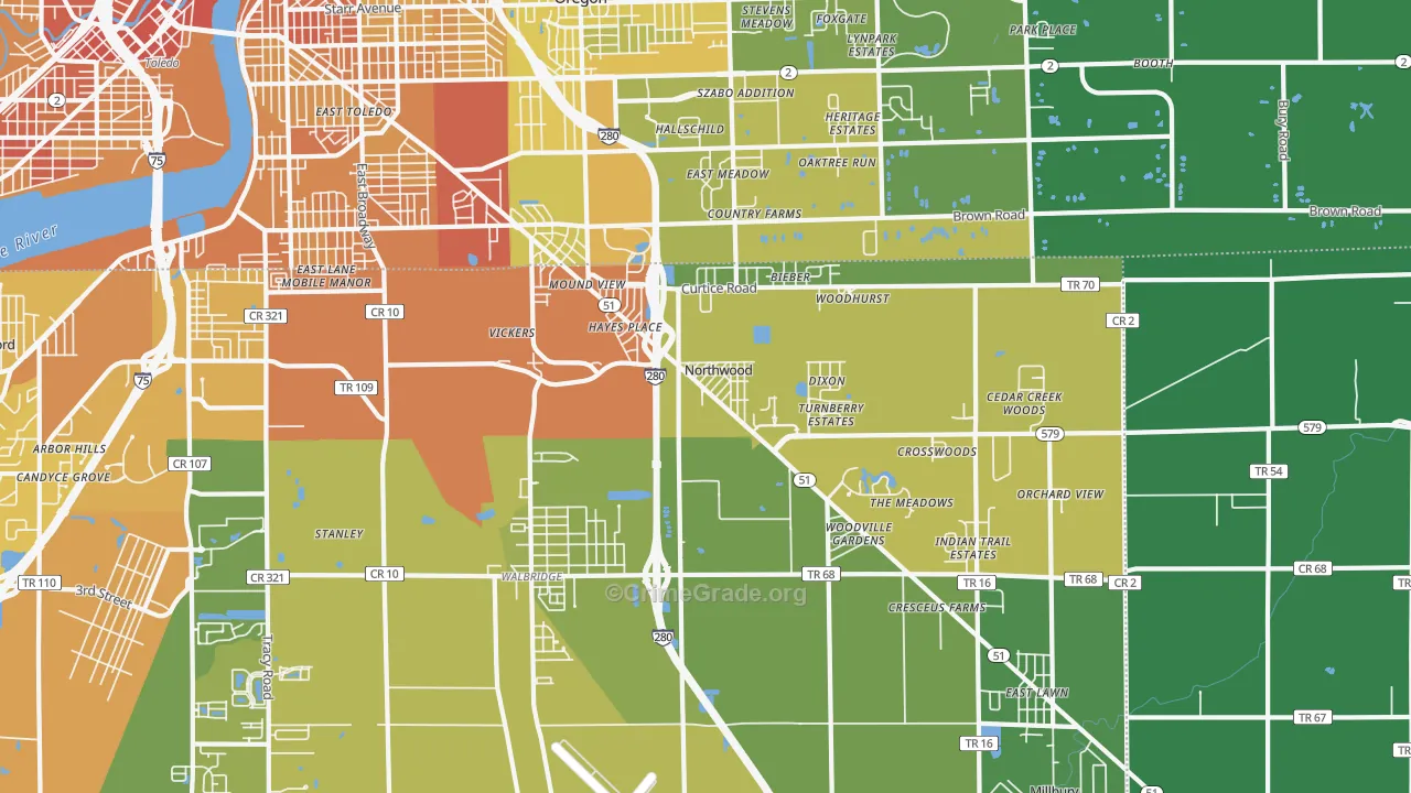43619, OH Map of Drug-Related Crime Rates