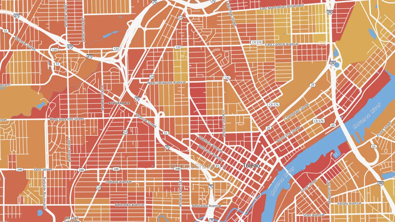 43620, OH Map of Drug-Related Crime Rates
