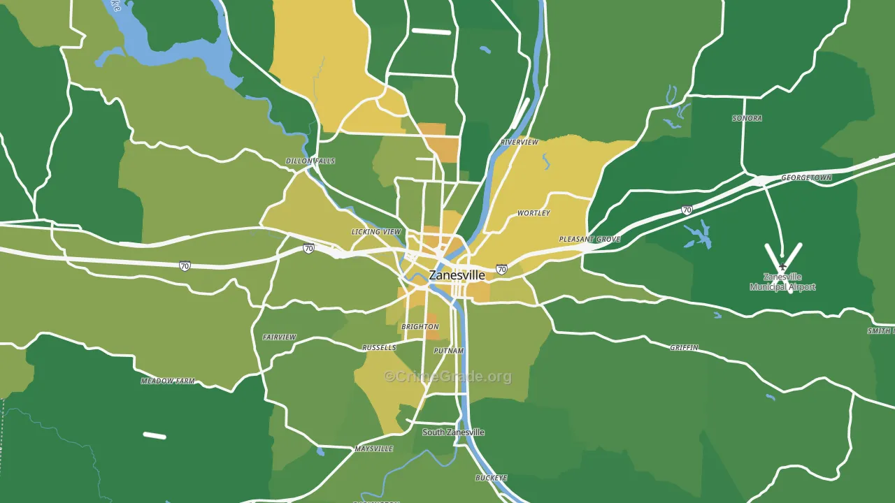 43701, OH Map of Drug-Related Crime Rates