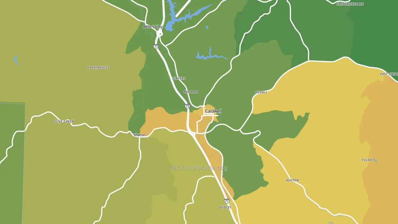 43724, OH Map of Drug-Related Crime Rates