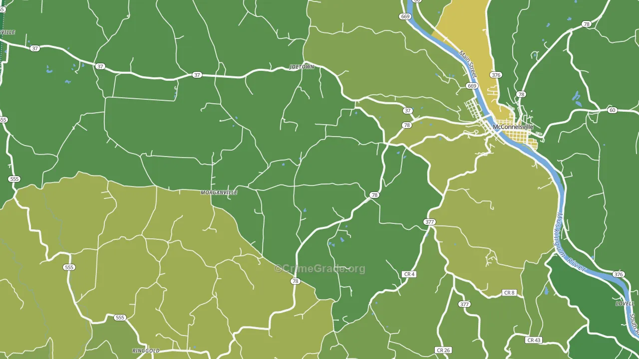 43758, OH Map of Drug-Related Crime Rates