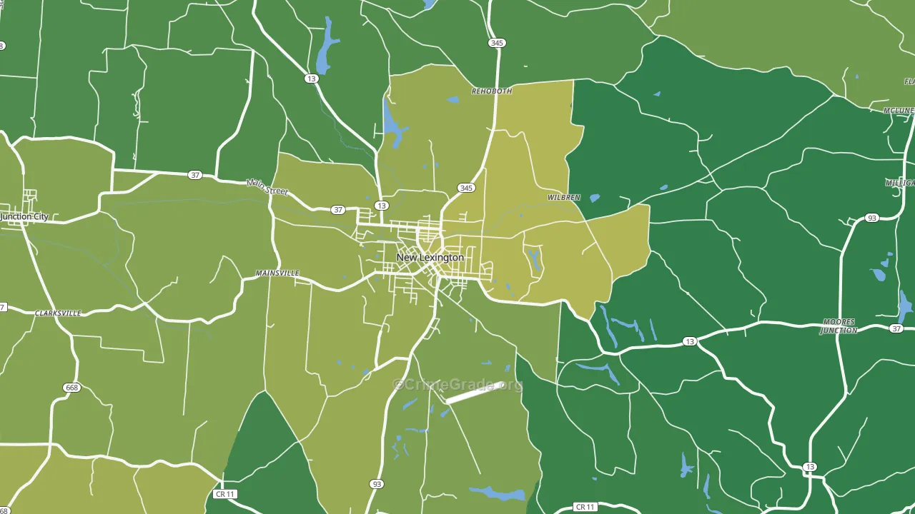 43764, OH Map of Drug-Related Crime Rates