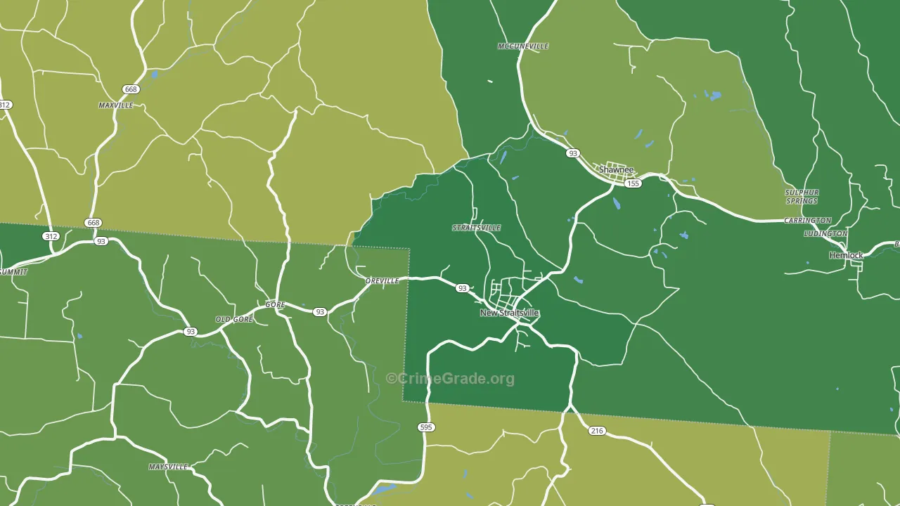 43766, OH Map of Drug-Related Crime Rates