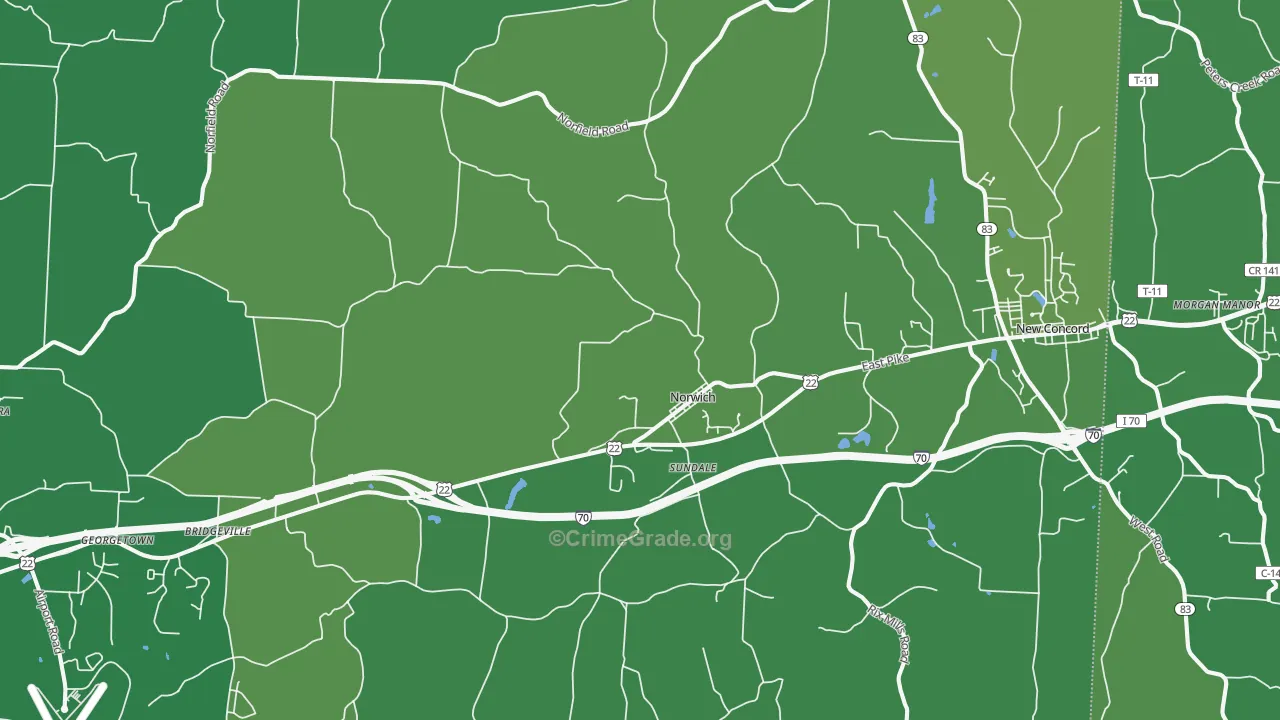 43767, OH Map of Drug-Related Crime Rates