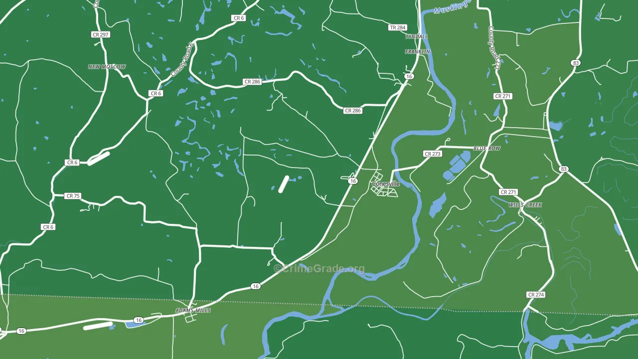 43811, OH Map of Drug-Related Crime Rates