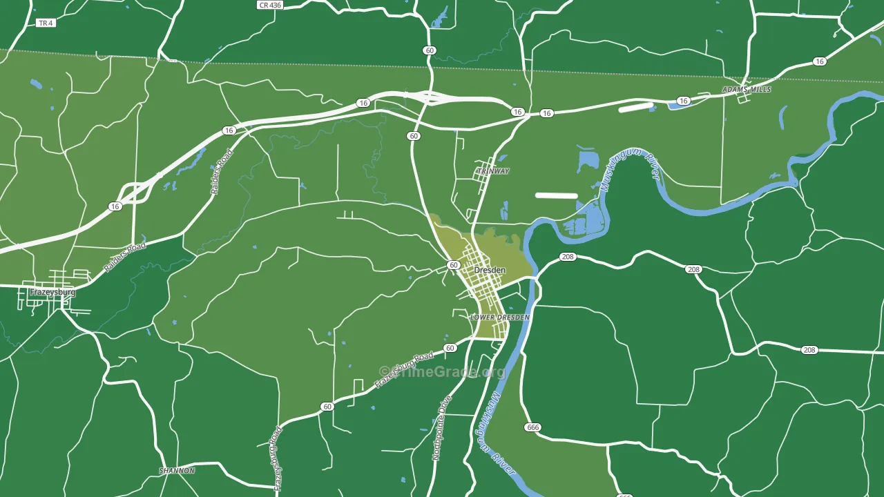 43821, OH Map of Drug-Related Crime Rates