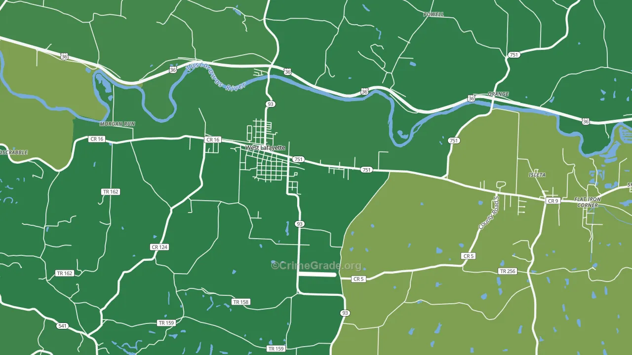 43845, OH Map of Drug-Related Crime Rates