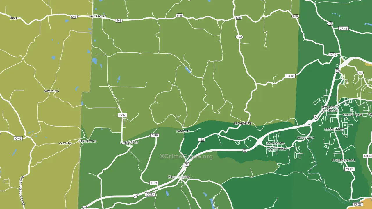 43910, OH Map of Drug-Related Crime Rates