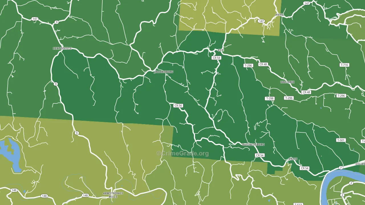 43933, OH Map of Drug-Related Crime Rates