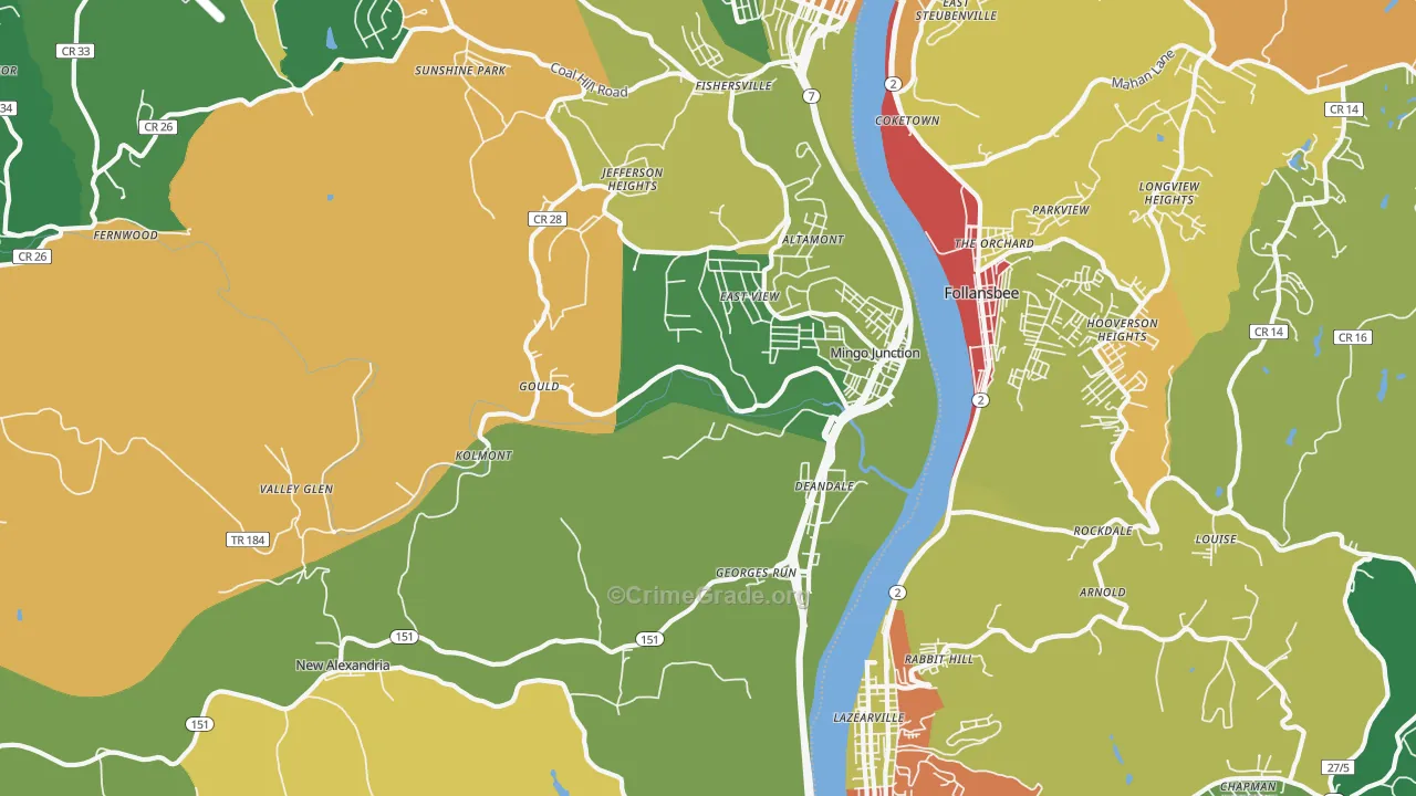 43938, OH Map of Drug-Related Crime Rates