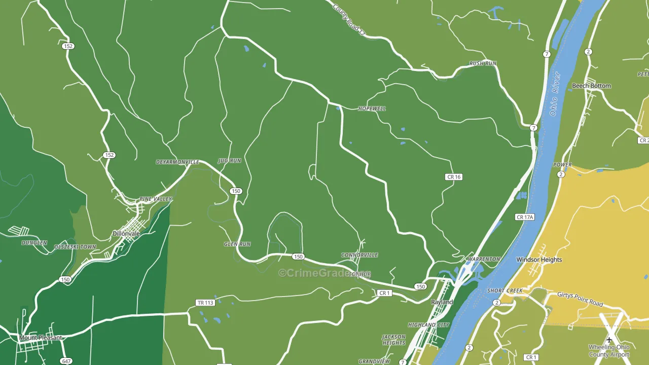 43943, OH Map of Drug-Related Crime Rates