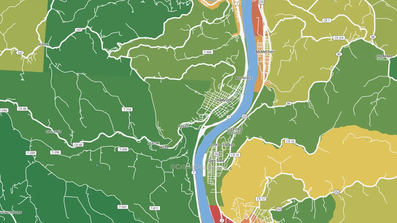 43947, OH Map of Drug-Related Crime Rates