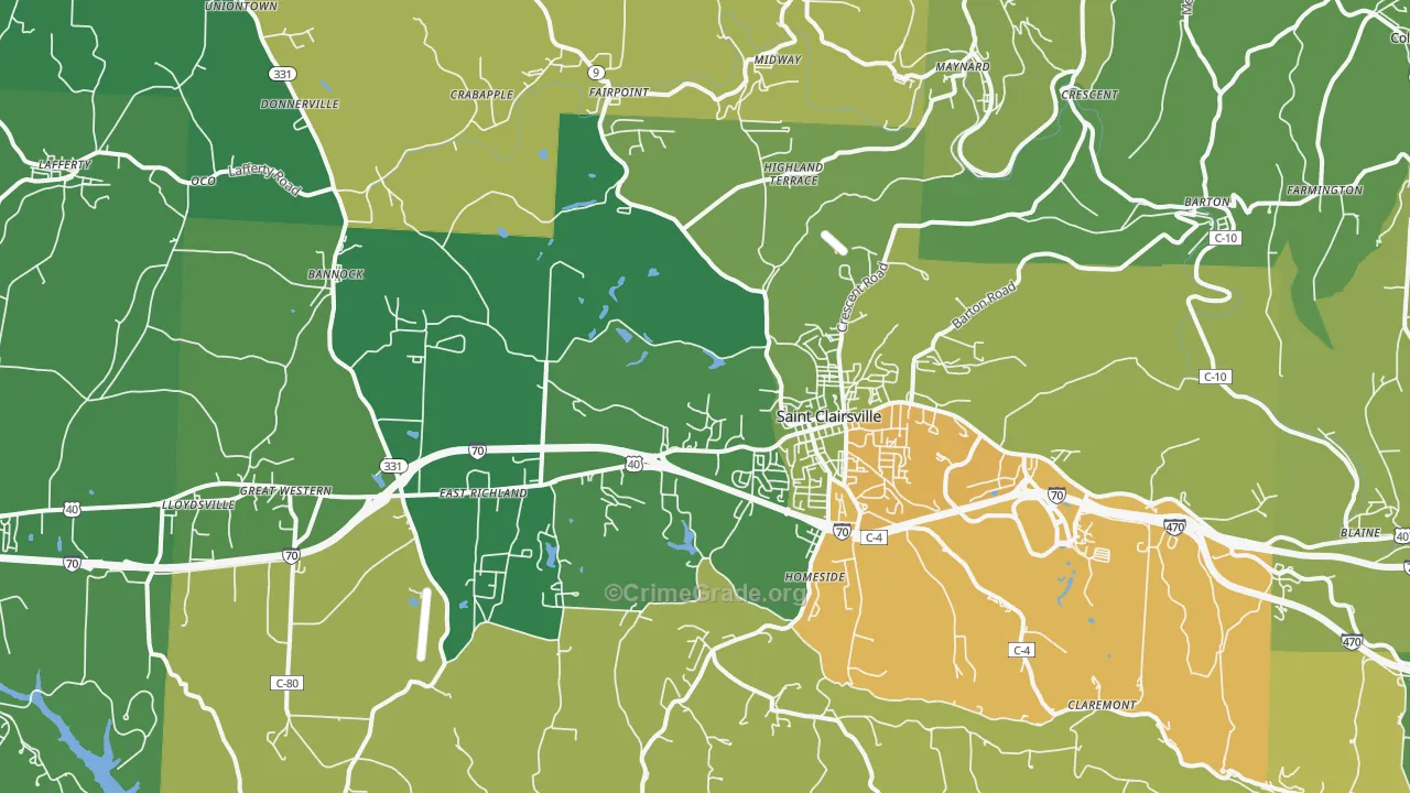 43950, OH Map of Drug-Related Crime Rates