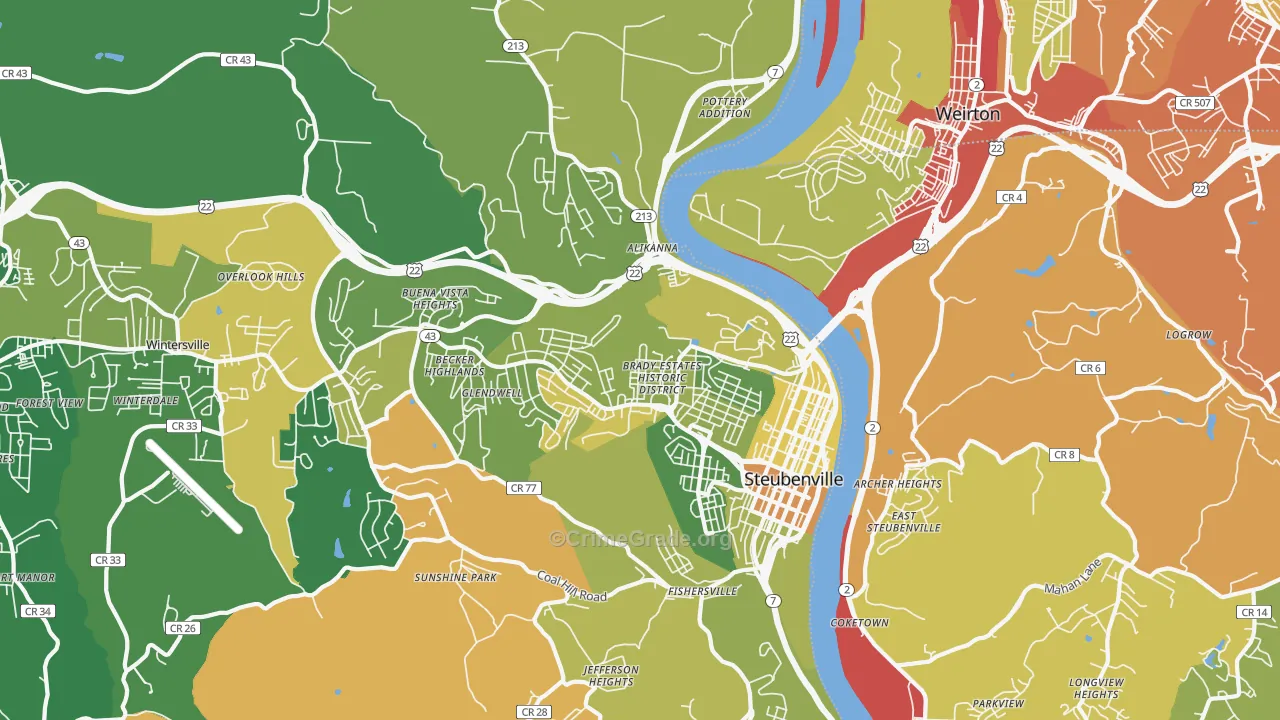43952, OH Map of Drug-Related Crime Rates