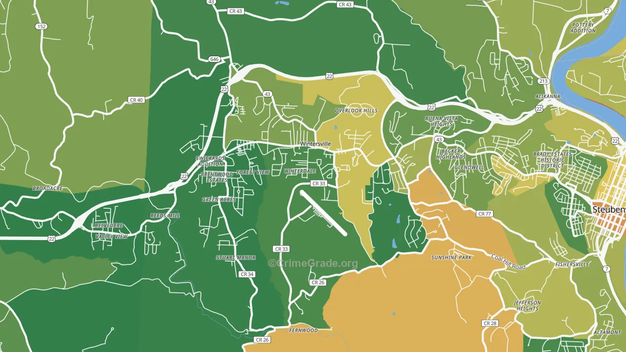 43953, OH Map of Drug-Related Crime Rates