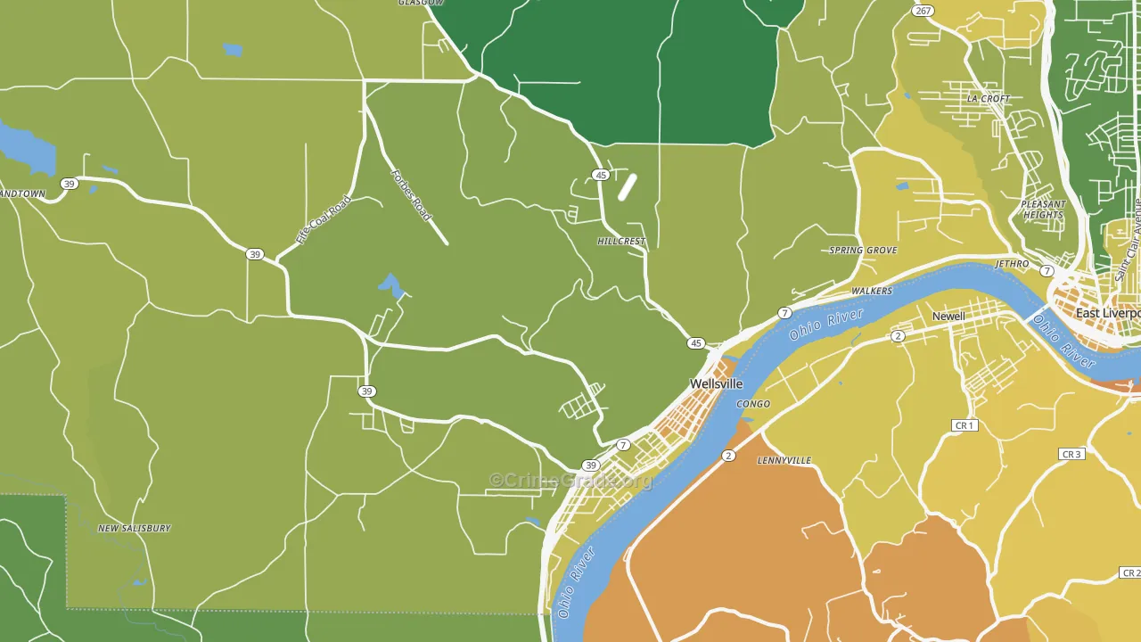 43968, OH Map of Drug-Related Crime Rates