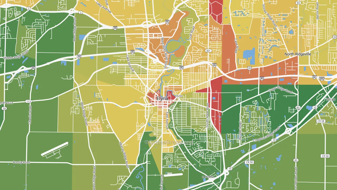 44035, OH Map of Drug-Related Crime Rates