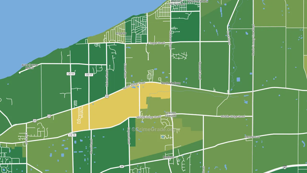44057, OH Map of Drug-Related Crime Rates