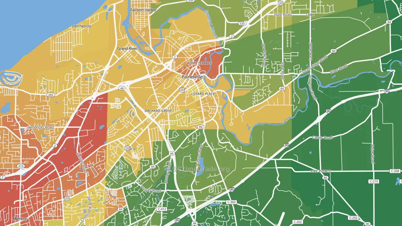 44077, OH Map of Drug-Related Crime Rates