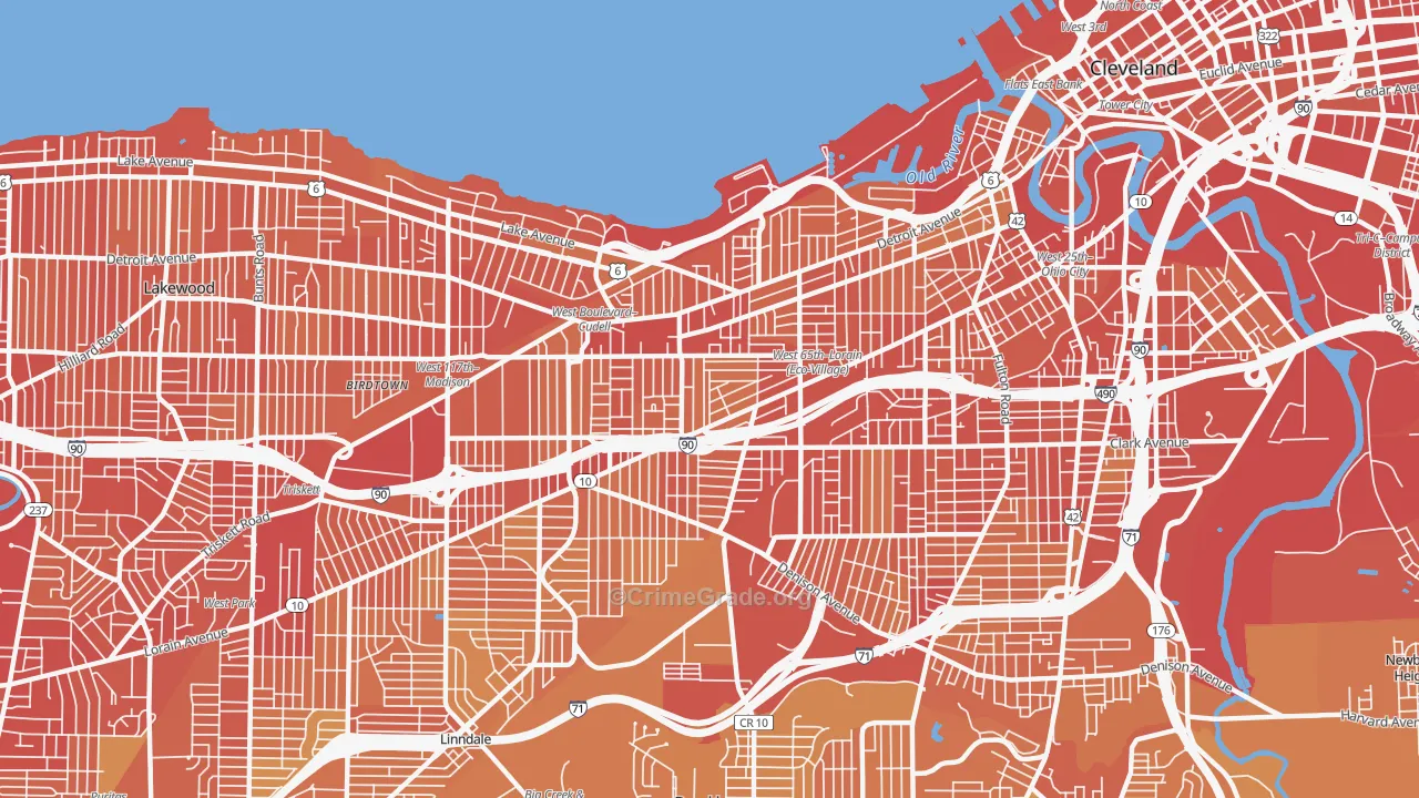 44102, OH Map of Drug-Related Crime Rates