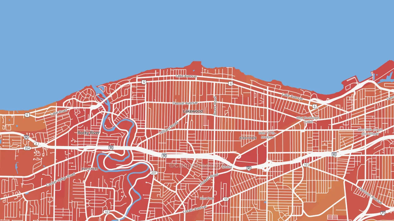 44107, OH Map of Drug-Related Crime Rates