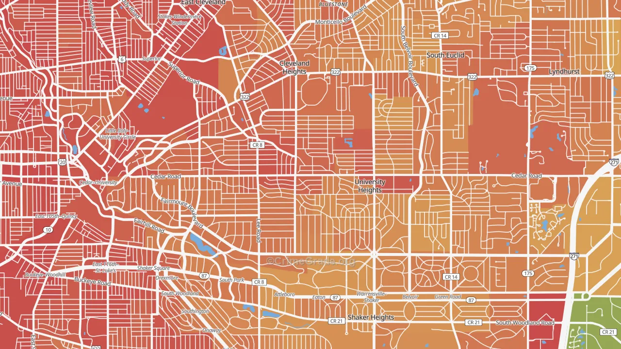 44118, OH Map of Drug-Related Crime Rates
