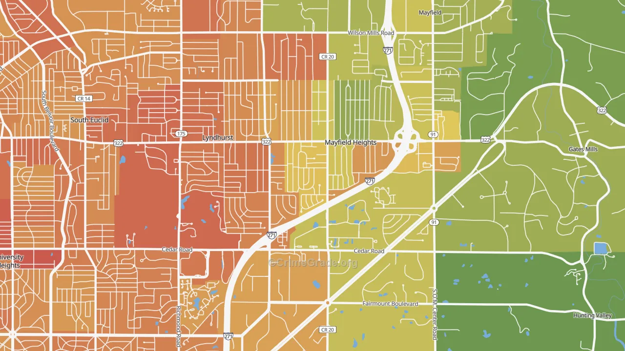 44124, OH Map of Drug-Related Crime Rates