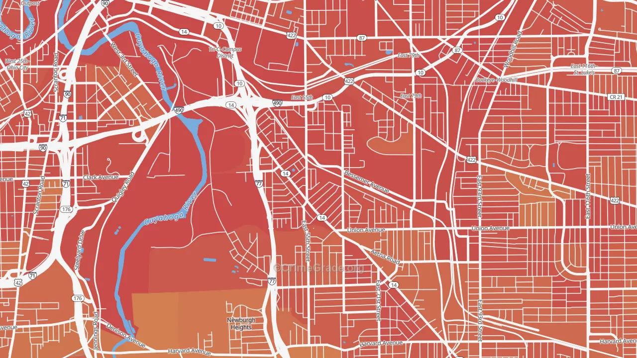 44127, OH Map of Drug-Related Crime Rates