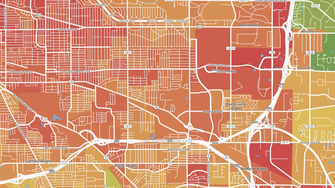 44128, OH Map of Drug-Related Crime Rates