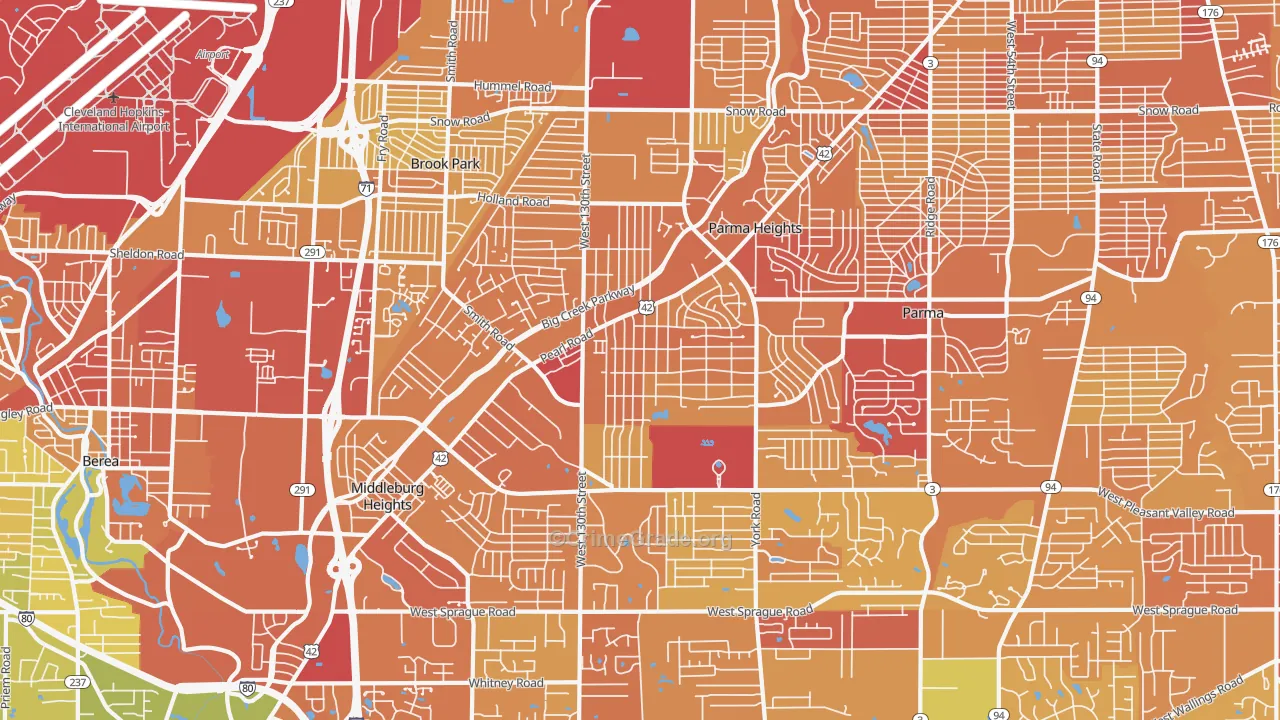 44130, OH Map of Drug-Related Crime Rates