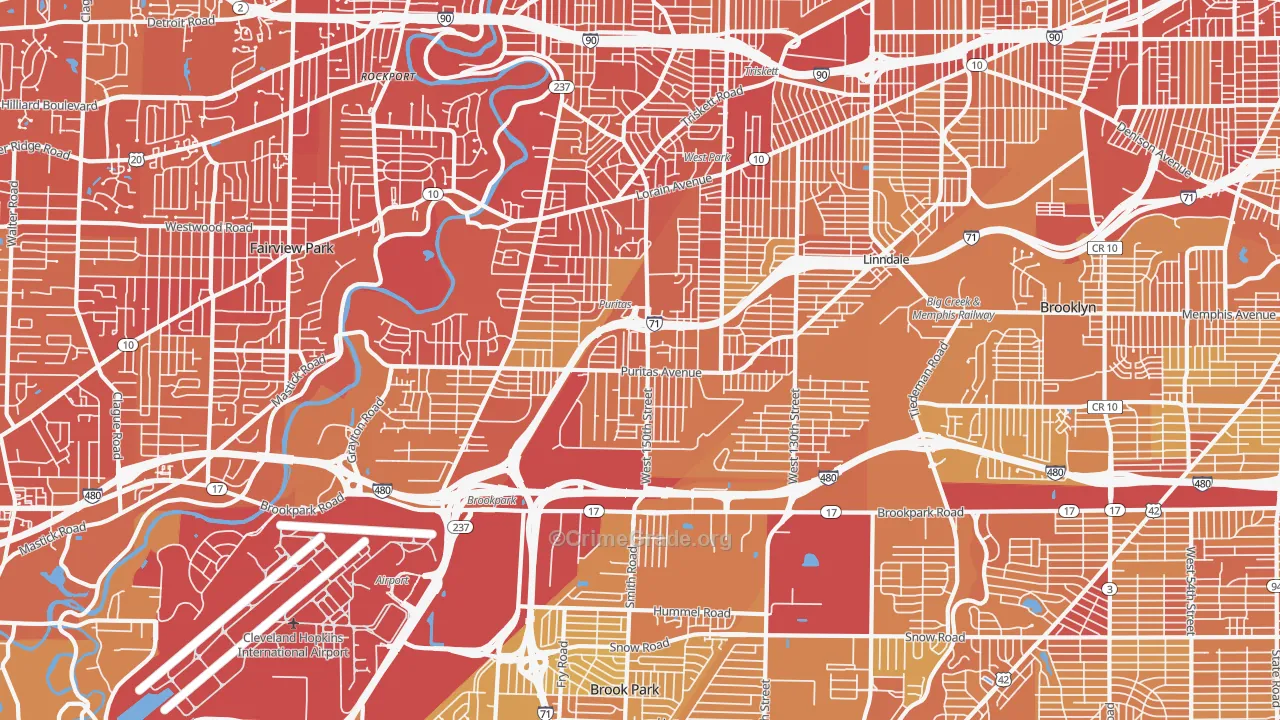 44135, OH Map of Drug-Related Crime Rates