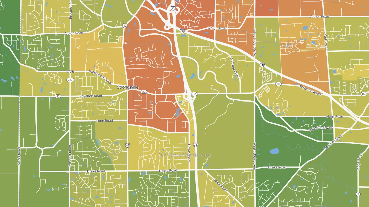 44136, OH Map of Drug-Related Crime Rates