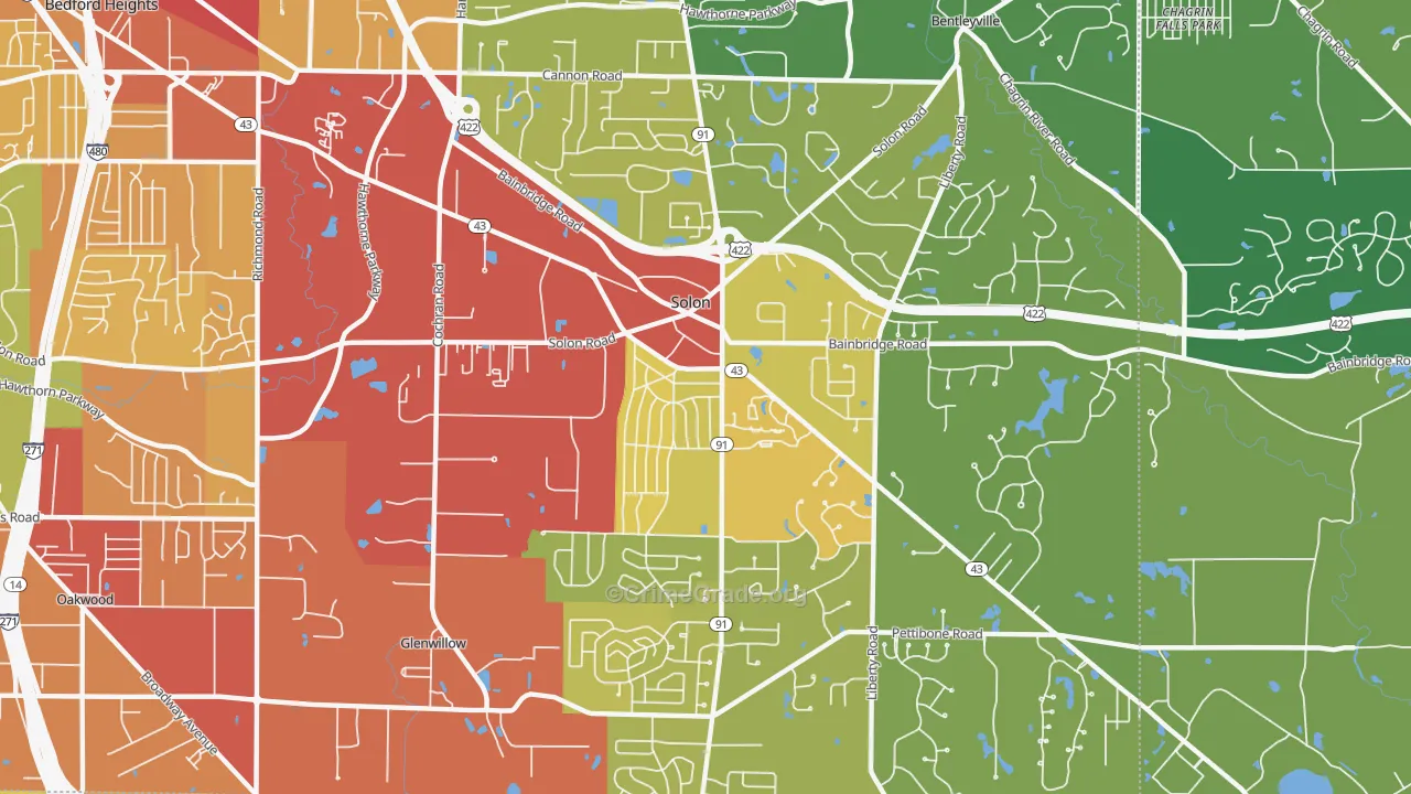 44139, OH Map of Drug-Related Crime Rates