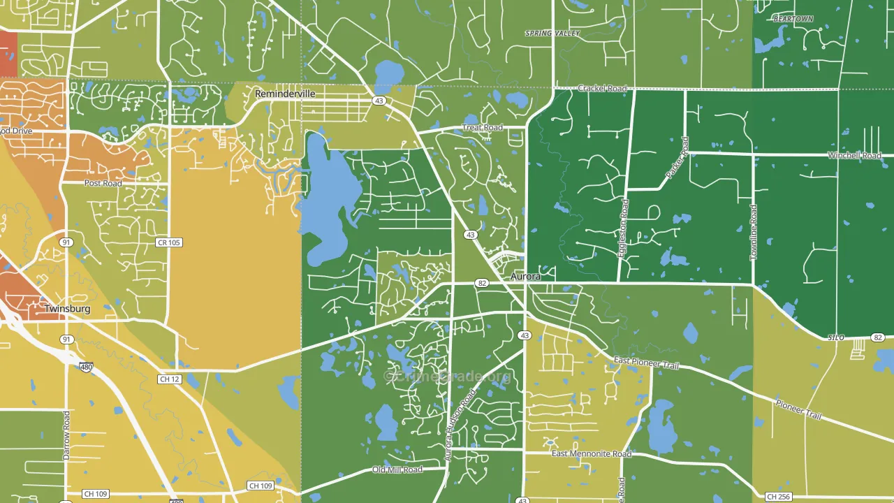 44202, OH Map of Drug-Related Crime Rates