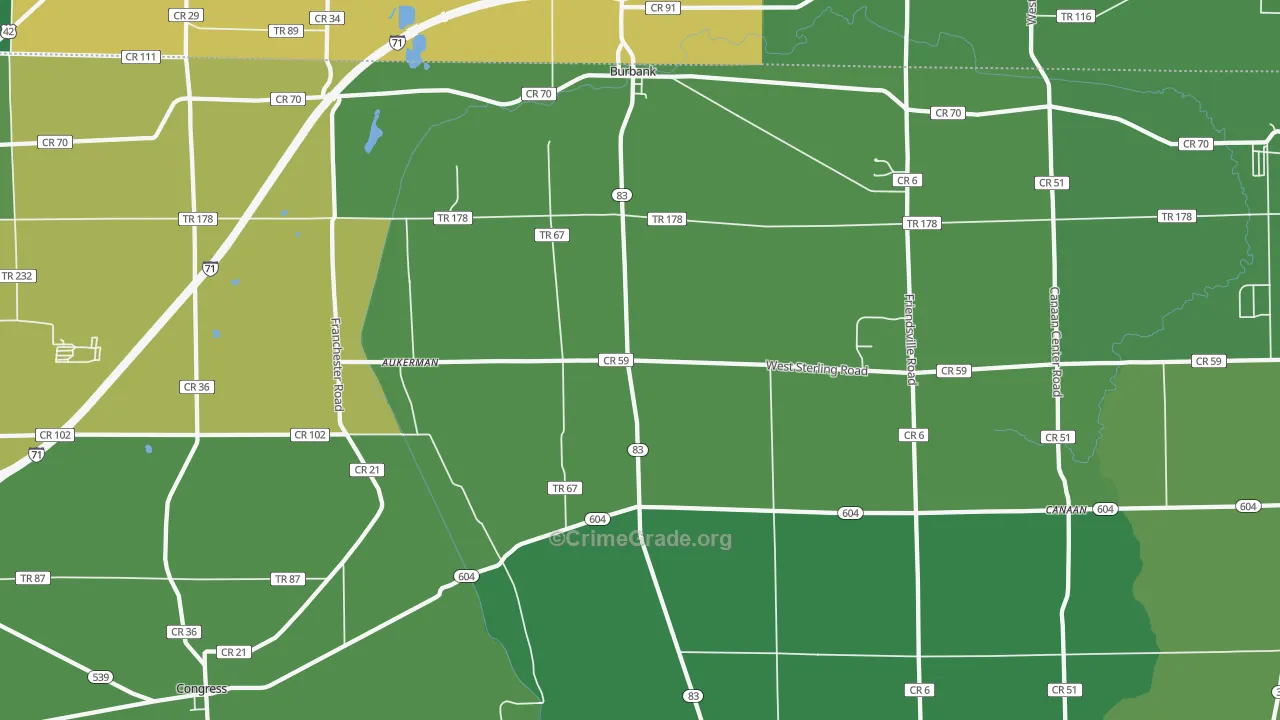 44214, OH Map of Drug-Related Crime Rates